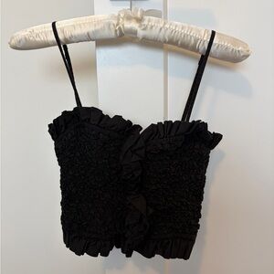 2/$20 Zara Black Smoked Poplin Crop Top - Size S